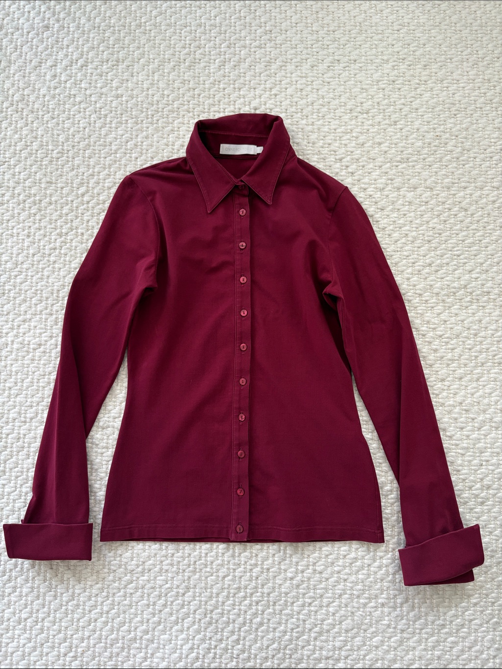 Anne Fontaine Women’s Long-Sleeve Button Front Shirt - Burgundy 38